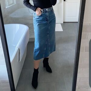 Rails The Highland Nonstretch Denim Midi Skirt Size 26 NWT